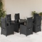 vidaXL Set de comedor de jardín 7 pzas y cojines ratán sintético negro vidaXL Set de comedor de jardín 7 pzas y cojines ratán sintético negro