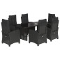 vidaXL Set de comedor de jardín 7 pzas y cojines ratán sintético negro vidaXL Set de comedor de jardín 7 pzas y cojines ratán sintético negro