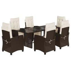 vidaXL Set comedor de jardín 7 pzas con cojines ratán sintético marrón