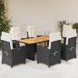 vidaXL Set de comedor de jardín 7 pzas y cojines ratán sintético negro vidaXL Set de comedor de jardín 7 pzas y cojines ratán sintético negro