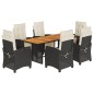 vidaXL Set de comedor de jardín 7 pzas y cojines ratán sintético negro vidaXL Set de comedor de jardín 7 pzas y cojines ratán sintético negro
