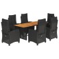 vidaXL Set de comedor de jardín 7 pzas y cojines ratán sintético negro vidaXL Set de comedor de jardín 7 pzas y cojines ratán sintético negro