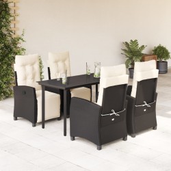 vidaXL Set de muebles jardín 5 pzas con cojines ratán sintético negro