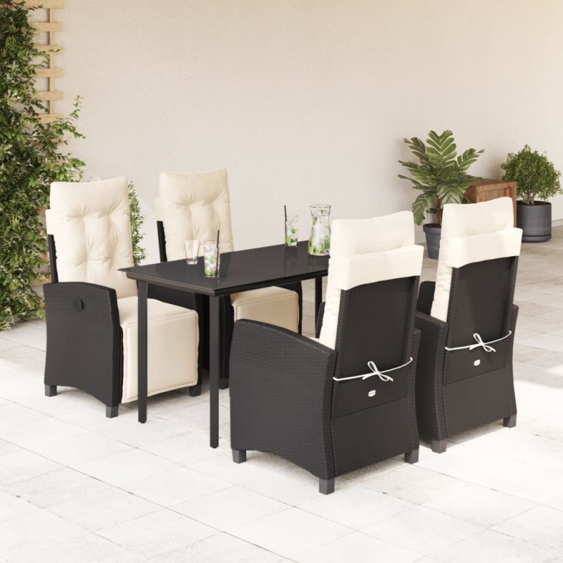 vidaXL Set de muebles jardín 5 pzas con cojines ratán sintético negro vidaXL Set de muebles jardín 5 pzas con cojines ratán sintético negro