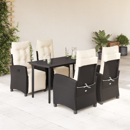 vidaXL Set de muebles jardín 5 pzas con cojines ratán sintético negro