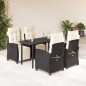 vidaXL Set de muebles jardín 5 pzas con cojines ratán sintético negro vidaXL Set de muebles jardín 5 pzas con cojines ratán sintético negro