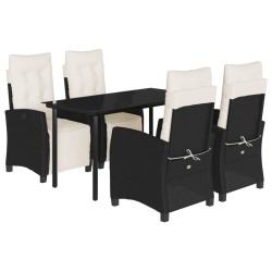 vidaXL Set de muebles jardín 5 pzas con cojines ratán sintético negro
