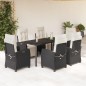 vidaXL Set de comedor de jardín 7 pzas y cojines ratán sintético negro vidaXL Set de comedor de jardín 7 pzas y cojines ratán sintético negro