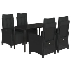 vidaXL Set de muebles jardín 5 pzas con cojines ratán sintético negro