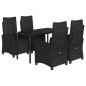 vidaXL Set de muebles jardín 5 pzas con cojines ratán sintético negro vidaXL Set de muebles jardín 5 pzas con cojines ratán sintético negro