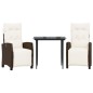 vidaXL Set comedor de jardín 3 piezas y cojines ratán sintético marrón