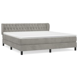 vidaXL Cama box spring con colchón terciopelo gris claro 180x200 cm