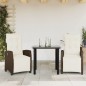 vidaXL Set comedor de jardín 3 piezas y cojines ratán sintético marrón vidaXL Set comedor de jardín 3 piezas y cojines ratán sintético marrón