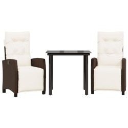 vidaXL Set comedor de jardín 3 piezas y cojines ratán sintético marrón