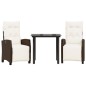 vidaXL Set comedor de jardín 3 piezas y cojines ratán sintético marrón vidaXL Set comedor de jardín 3 piezas y cojines ratán sintético marrón