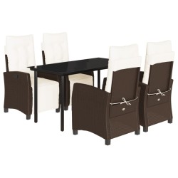 vidaXL Set comedor de jardín 5 piezas y cojines ratán sintético marrón