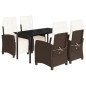 vidaXL Set comedor de jardín 5 piezas y cojines ratán sintético marrón