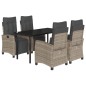 vidaXL Set comedor de jardín 5 piezas con cojines ratán sintético gris vidaXL Set comedor de jardín 5 piezas con cojines ratán sintético gris