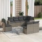 vidaXL Set de sofás de jardín 8 pzas y cojines ratán sintético gris vidaXL Set de sofás de jardín 8 pzas y cojines ratán sintético gris