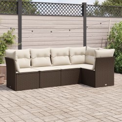 vidaXL Set comedor de jardín 5 piezas y cojines ratán sintético marrón