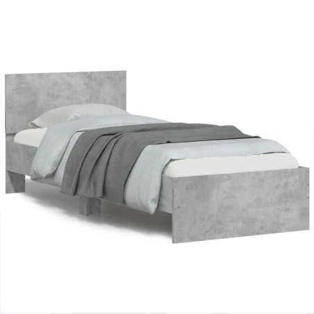 vidaXL Estructura de cama cabecero luces LED gris hormigón 75x190 cm