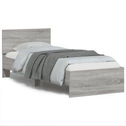 vidaXL Estructura de cama cabecero luces LED gris Sonoma 75x190 cm