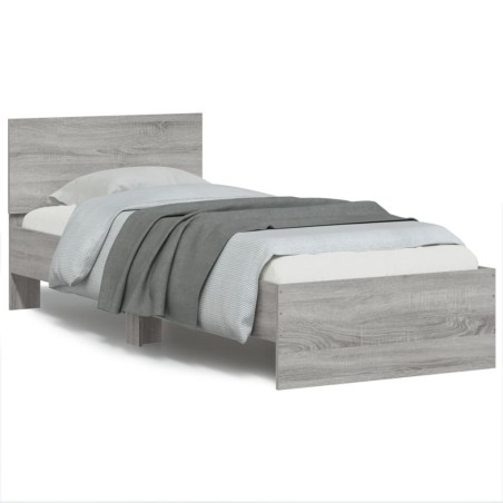 vidaXL Estructura de cama cabecero luces LED gris Sonoma 75x190 cm