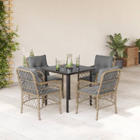 vidaXL Set comedor de jardín 5 pzas con cojines ratán sintético beige