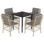 vidaXL Set comedor de jardín 5 pzas con cojines ratán sintético beige