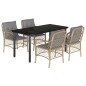 vidaXL Set comedor de jardín 5 pzas con cojines ratán sintético beige vidaXL Set comedor de jardín 5 pzas con cojines ratán sintético beige