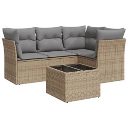 vidaXL Juego de sofás jardín con cojines 5 pzas ratán sintético beige