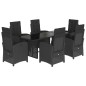 vidaXL Set de comedor de jardín 7 pzas y cojines ratán sintético negro vidaXL Set de comedor de jardín 7 pzas y cojines ratán sintético negro