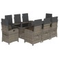 vidaXL Set comedor jardín 9 pzas y cojines ratán sintético gris vidaXL Set comedor jardín 9 pzas y cojines ratán sintético gris