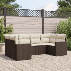 vidaXL Set sofás de jardín 6 piezas y cojines ratán sintético marrón