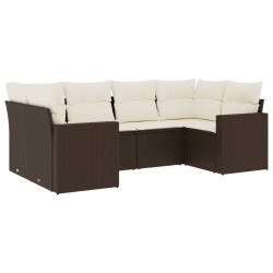 vidaXL Set sofás de jardín 6 piezas y cojines ratán sintético marrón
