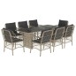 vidaXL Set comedor de jardín 9 pzas cojines ratán sintético gris claro vidaXL Set comedor de jardín 9 pzas cojines ratán sintético gris claro