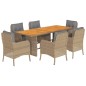 vidaXL Set comedor de jardín 7 pzas con cojines ratán sintético beige vidaXL Set comedor de jardín 7 pzas con cojines ratán sintético beige