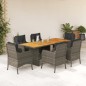 vidaXL Set comedor jardín 7 pzas y cojines ratán sintético gris vidaXL Set comedor jardín 7 pzas y cojines ratán sintético gris