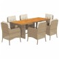 vidaXL Set comedor de jardín 7 pzas con cojines ratán sintético beige