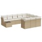 vidaXL Set de sofás de jardín 11pzas con cojines ratán sintético beige vidaXL Set de sofás de jardín 11pzas con cojines ratán sintético beige