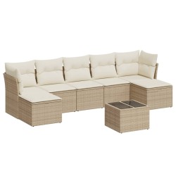 vidaXL Juego de sofás de jardín con cojines beige 8 pzas ratán PE