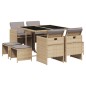 vidaXL Set comedor de jardín 9 pzas con cojines ratán sintético beige vidaXL Set comedor de jardín 9 pzas con cojines ratán sintético beige