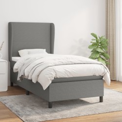 vidaXL Cama box spring con colchón tela gris oscuro 100x200 cm