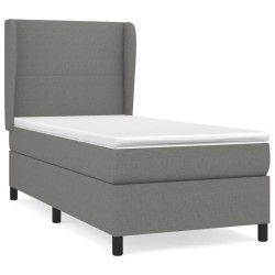 vidaXL Cama box spring con colchón tela gris oscuro 100x200 cm