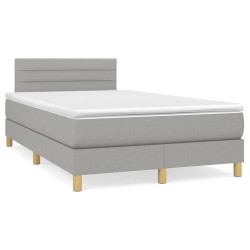 vidaXL Cama box spring con colchón y LED tela gris claro 120x190 cm