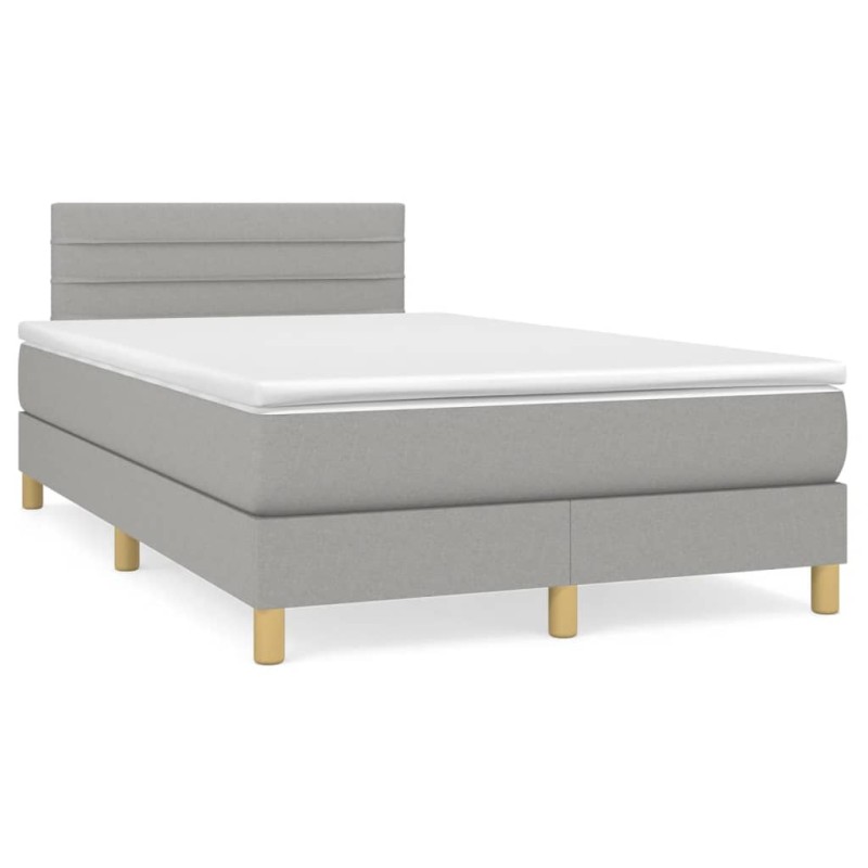 vidaXL Cama box spring con colchón y LED tela gris claro 120x190 cm vidaXL Cama box spring con colchón y LED tela gris claro 120x190 cm