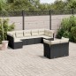 vidaXL Set de sofás de jardín 8 piezas y cojines ratán sintético negro vidaXL Set de sofás de jardín 8 piezas y cojines ratán sintético negro