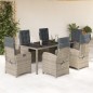 vidaXL Set comedor jardín 7 pzas y cojines ratán sintético gris vidaXL Set comedor jardín 7 pzas y cojines ratán sintético gris