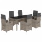 vidaXL Set comedor jardín 7 pzas y cojines ratán sintético gris vidaXL Set comedor jardín 7 pzas y cojines ratán sintético gris