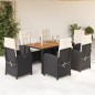 vidaXL Set de comedor de jardín 7 pzas y cojines ratán sintético negro vidaXL Set de comedor de jardín 7 pzas y cojines ratán sintético negro